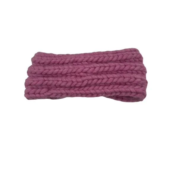 Chunky Knit Headband Turban Twist Ear Warmer Mauve Pink Crochet Outdoor Cozy - Picture 3 of 3